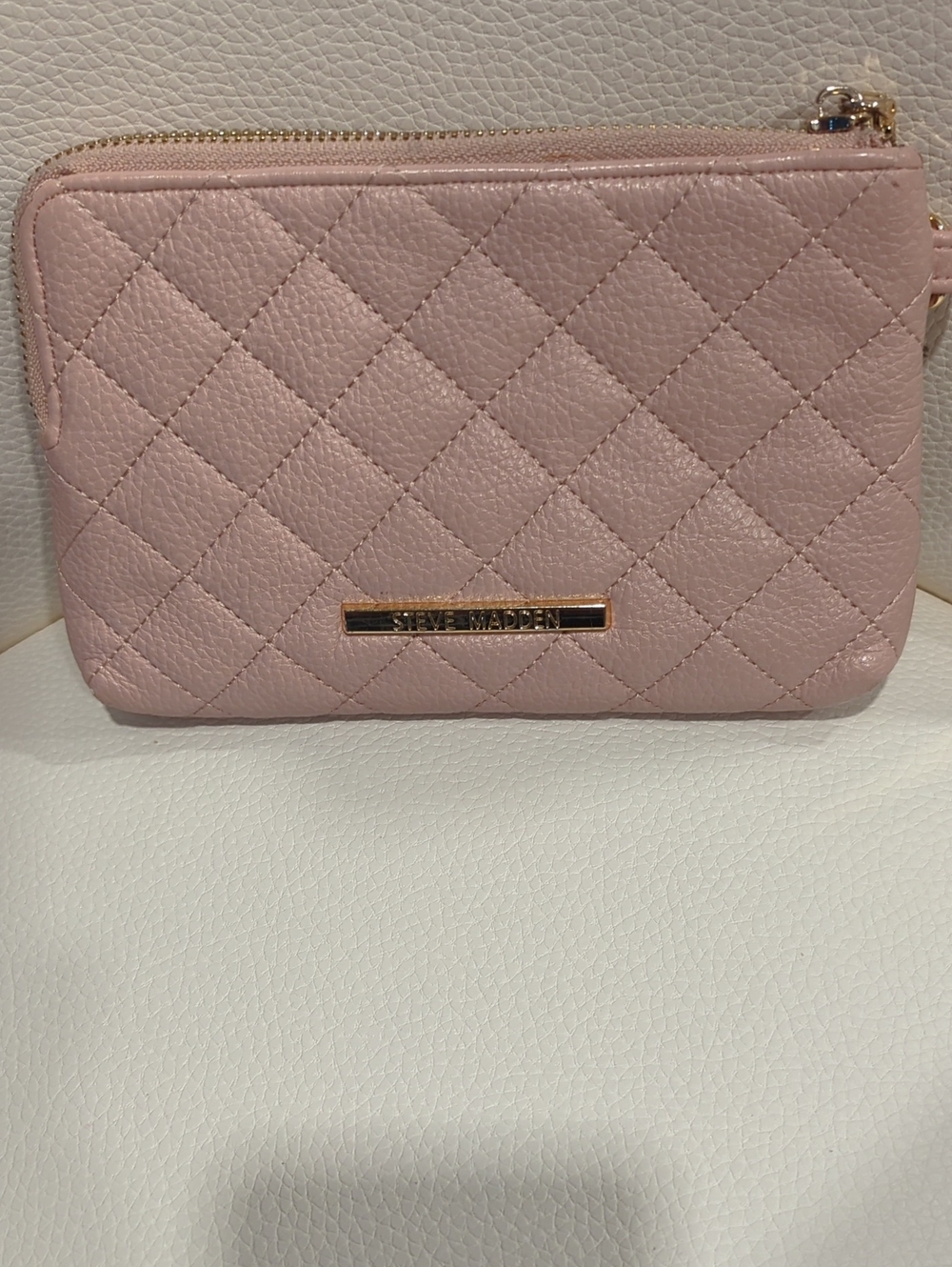 Steve Madden Quilted Blush Pink Wristlet Clutch